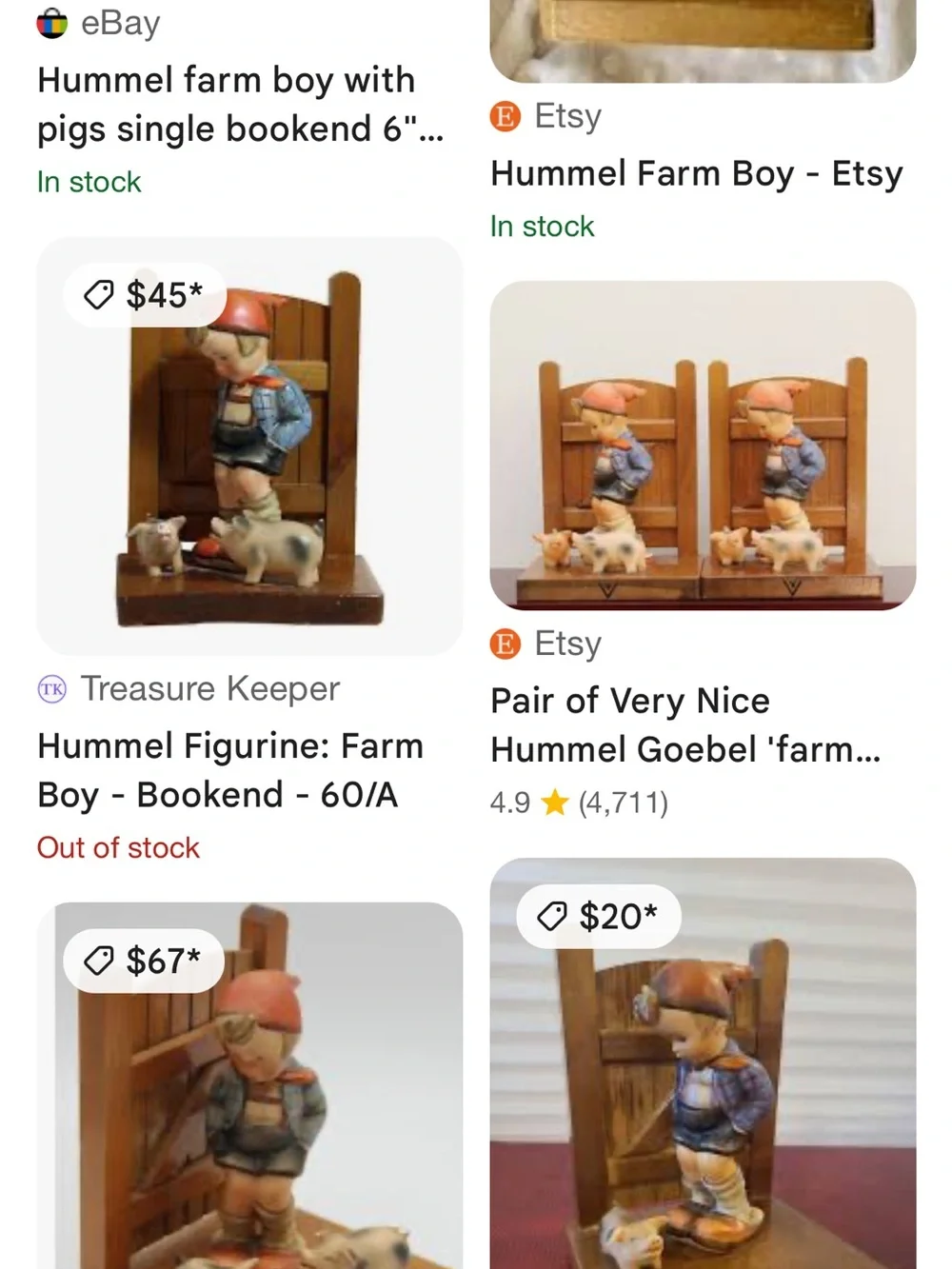 Hummel Goebel Boy with Pigs Bookend